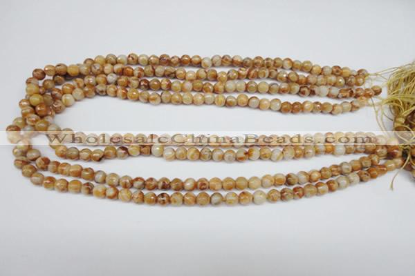 CAG1885 15.5 inches 6mm faceted round lemon crazy lace agate beads