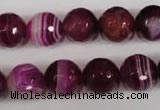 CAG2088 15.5 inches 12mm faceted round fuchsia line agate beads