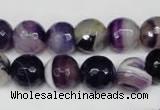 CAG2097 15.5 inches 12mm faceted round purple line agate beads