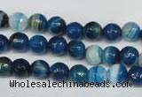 CAG2103 15.5 inches 6mm faceted round blue line agate beads