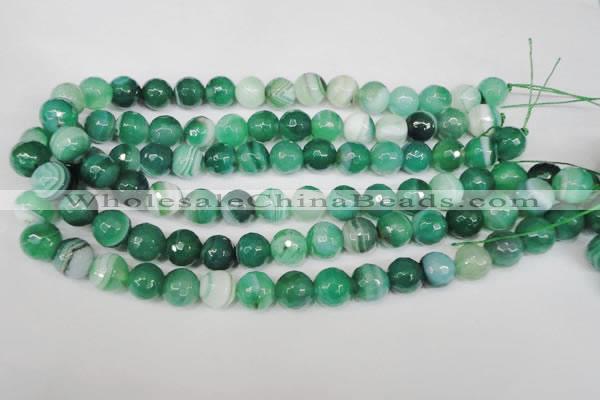 CAG2115 15.5 inches 12mm faceted round green line agate beads