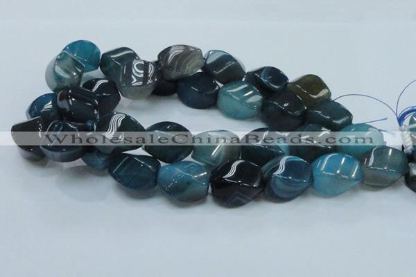 CAG221 15.5 inches 17*25mm twisted blue agate gemstone beads