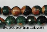 CAG2224 15.5 inches 12mm faceted round fire crackle agate beads