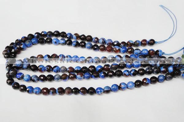 CAG2232 15.5 inches 8mm faceted round fire crackle agate beads