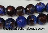 CAG2235 15.5 inches 14mm faceted round fire crackle agate beads