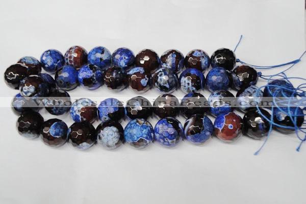 CAG2236 15.5 inches 16mm faceted round fire crackle agate beads