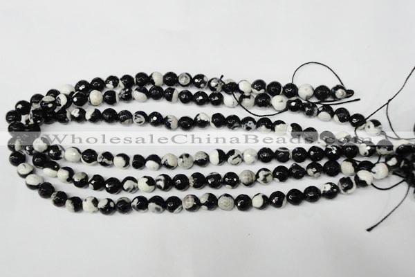 CAG2242 15.5 inches 8mm faceted round fire crackle agate beads