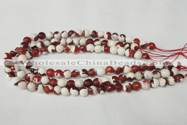 CAG2253 15.5 inches 10mm faceted round fire crackle agate beads