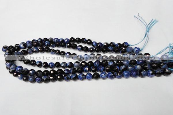 CAG2272 15.5 inches 8mm faceted round fire crackle agate beads