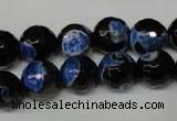 CAG2276 15.5 inches 16mm faceted round fire crackle agate beads