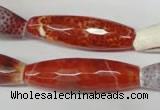 CAG2293 15.5 inches 12*40mm faceted rice fire crackle agate beads