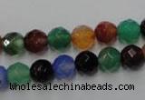 CAG2352 15.5 inches 8mm faceted round multi colored agate beads