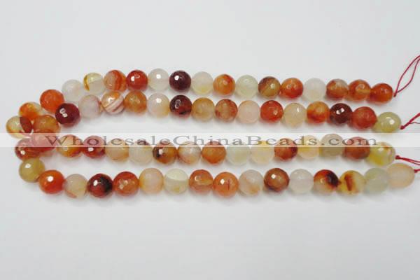 CAG2384 15.5 inches 12mm faceted round red agate beads wholesale