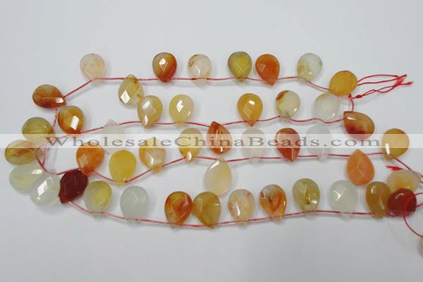 CAG2408 Top-drilled 13*18mm faceted flat teardrop red agate beads