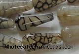 CAG254 15.5 inches 13*26mm teardrop dragon veins agate beads