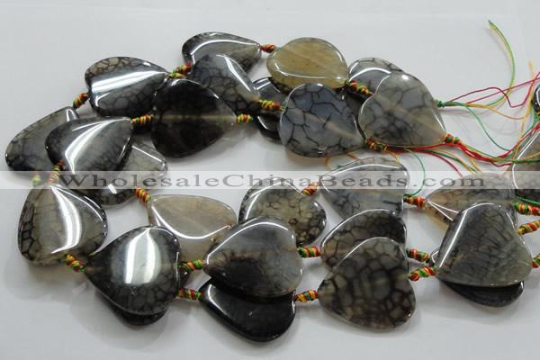 CAG257 15.5 inches 35*35mm heart dragon veins agate gemstone beads