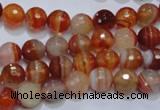 CAG2702 15.5 inches 8mm faceted round red line agate beads