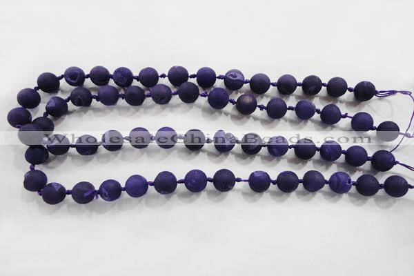 CAG2800 15.5 inches 10mm round matte druzy agate beads whholesale