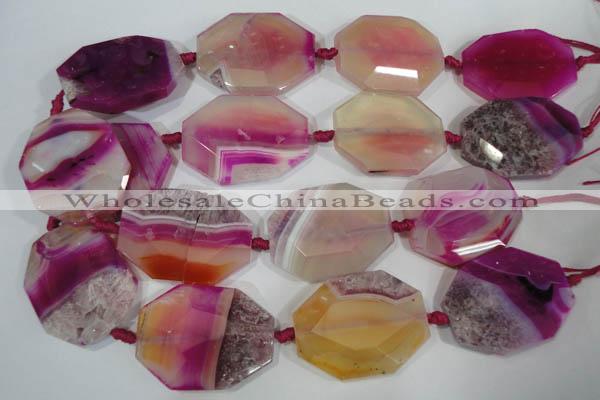 CAG2880 15.5 inches 30*40mm faceted octagonal agate gemstone beads