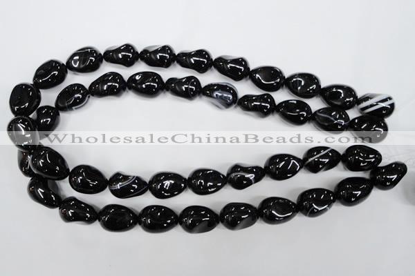 CAG2900 15.5 inches 13*18mm twisted teardrop black line agate beads