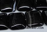 CAG2947 15.5 inches 20*20mm square black line agate beads