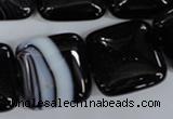 CAG2948 15.5 inches 22*22mm square black line agate beads