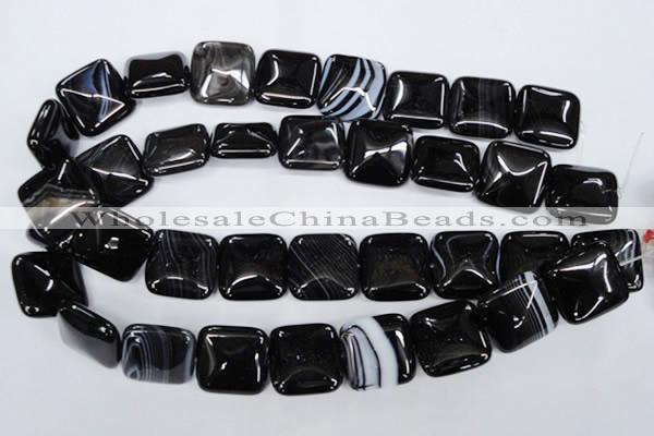 CAG2948 15.5 inches 22*22mm square black line agate beads