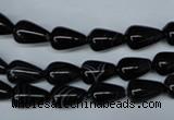 CAG2961 15.5 inches 6*10mm teardrop black line agate beads