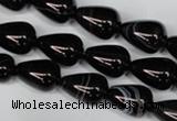 CAG2963 15.5 inches 10*14mm teardrop black line agate beads