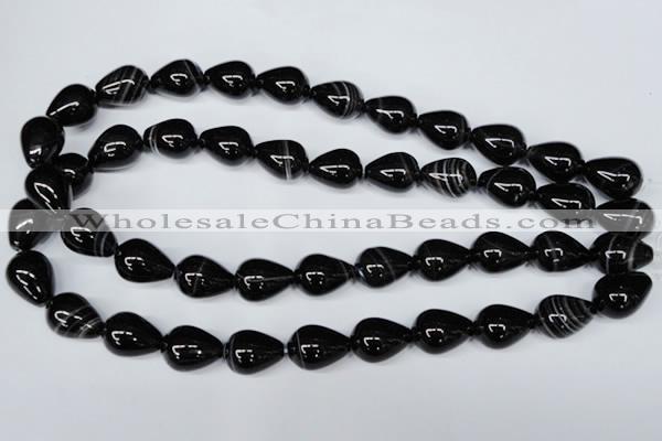 CAG2964 15.5 inches 13*18mm teardrop black line agate beads