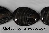 CAG3060 15.5 inches 22*30mm flat teardrop black line agate beads