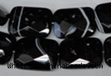 CAG3103 15.5 inches 15*20mm faceted rectangle black line agate beads