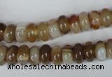 CAG3120 15.5 inches 6*10mm rondelle brown line agate beads