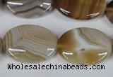 CAG3135 15.5 inches 18*25mm oval brown line agate beads