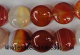 CAG3183 15.5 inches 14mm flat round red line agate beads