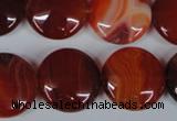 CAG3186 15.5 inches 20mm flat round red line agate beads