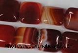 CAG3243 15.5 inches 16*16mm square red line agate beads