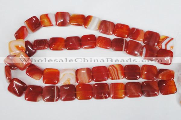 CAG3244 15.5 inches 18*18mm square red line agate beads