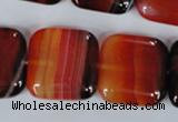 CAG3250 15.5 inches 22*22mm square red line agate beads