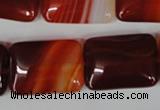 CAG3256 15.5 inches 18*25mm rectangle red line agate beads