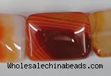 CAG3257 15.5 inches 22*30mm rectangle red line agate beads