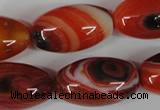 CAG3274 15.5 inches 16*30mm rice red line agate beads