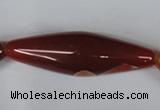 CAG3278 15.5 inches 20*60mm rice red line agate beads