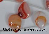 CAG3287 Top-drilled 15*20mm flat teardrop red line agate beads