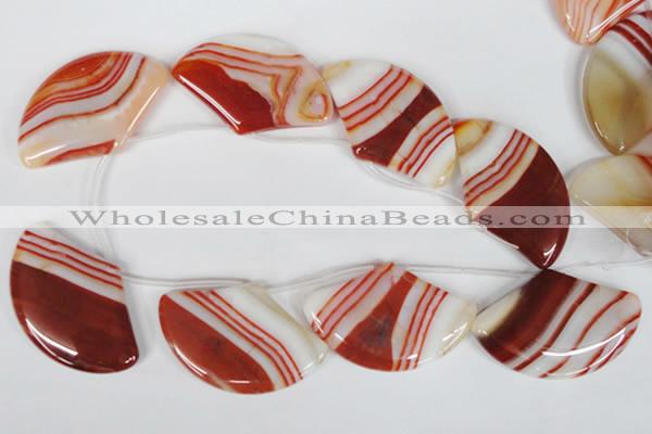 CAG3295 Top-drilled 35*55mm sector red line agate beads