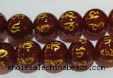 CAG3403 15.5 inches 12mm carved round red agate beads wholesale