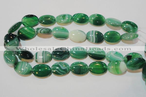 CAG3463 15.5 inches 18*25mm oval green line agate beads