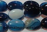 CAG3480 15.5 inches 13*18mm oval blue line agate beads