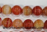 CAG3590 15.5 inches 14mm round red line agate beads wholesale