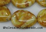 CAG3630 15.5 inches 22*30mm flat teardrop yellow crazy lace agate beads